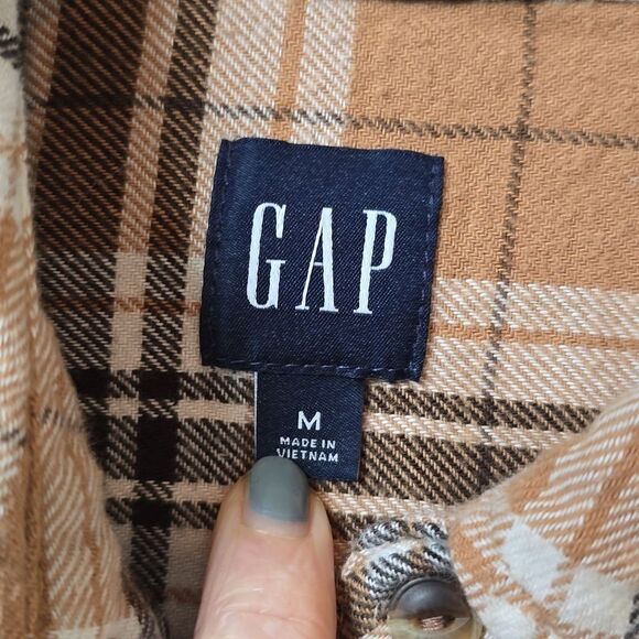 GAP Unisex Tan Plaid Shirt,NWOT - Picture 2 of 5
